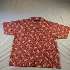 Johnny Blaze Button Up T Shirt Men's XL Red